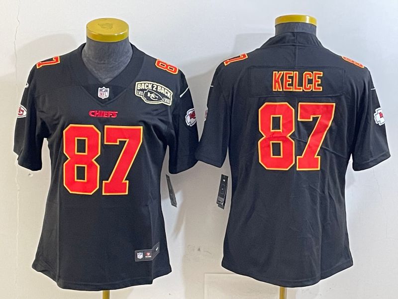 Youth Kansas City Chiefs #87 Kelce Black 2025 Nike Vapor Limited NFL Jersey style 2094